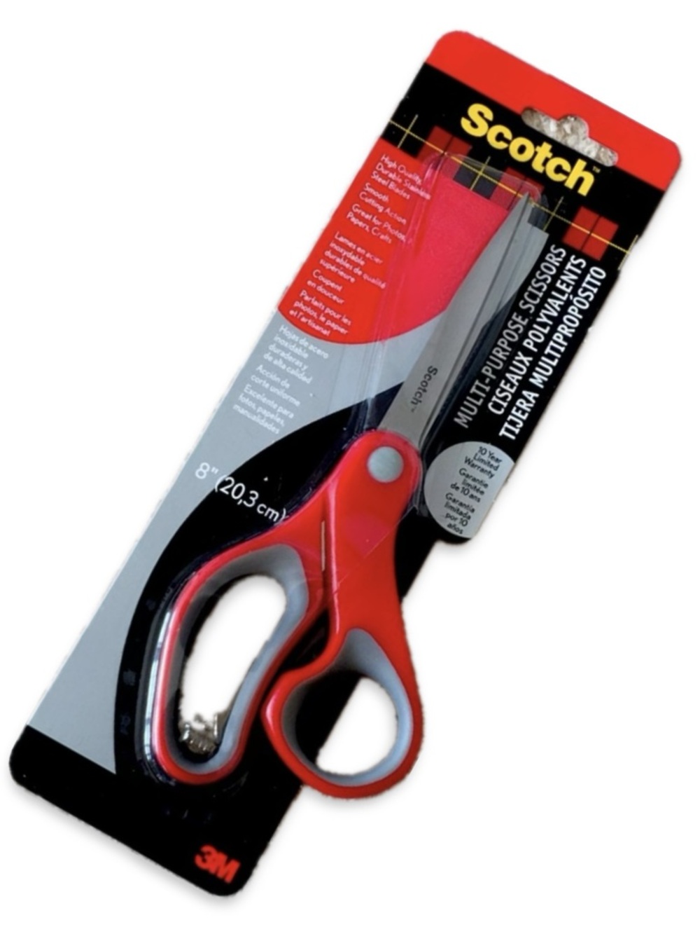 Scotch Multi Purpose Scissors 8 Inch Stainless Steel Red Gray Crafting NEW